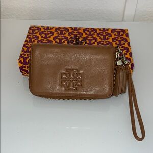 Tory Burch Brown Leather Wristlet